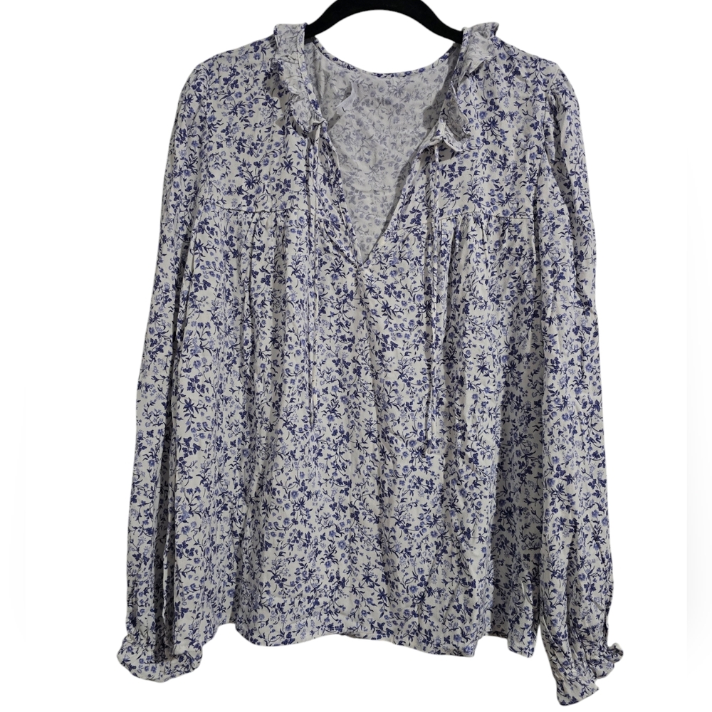 Reformation Amira Long‎ Sleeve Blouse White Floral size S